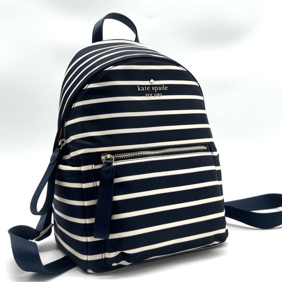 Kate Spade Chelsea Nylon Medium Backpack Navy Blue Striped main image 10